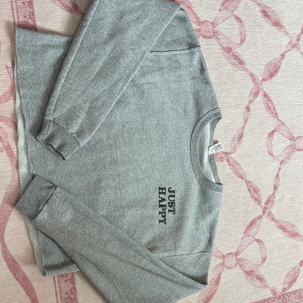 Gray 'Just Happy' Sweatshirt